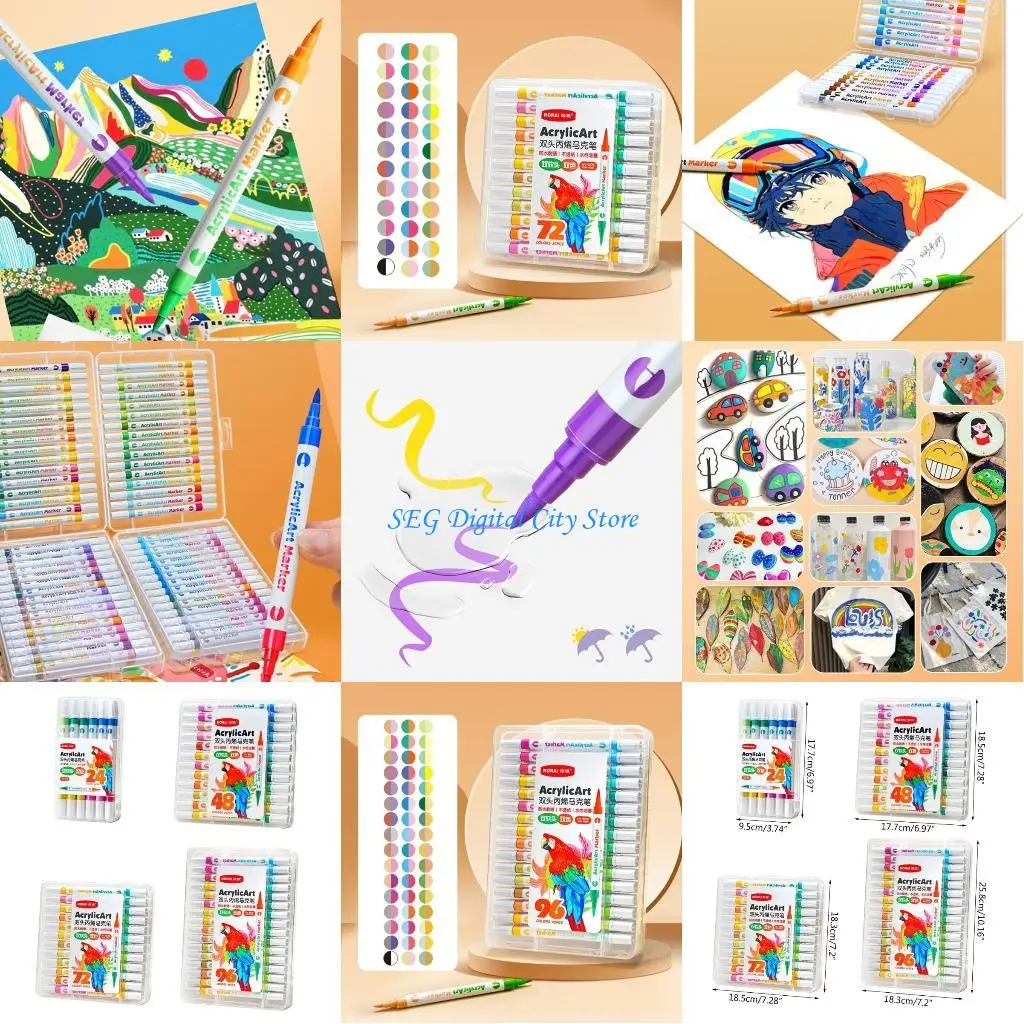 

U75B Acrylic Paint Pens Paint Marker Pen Double Tip for DIY Crafts Art Project