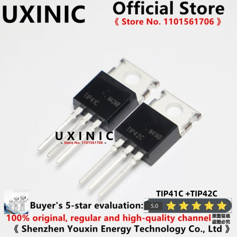 UXINIC 100% New Imported OriginaI  TIP41C TIP42C TIP41 TIP42 TO-220 Darlington Power Transistor Tube 6A 100V