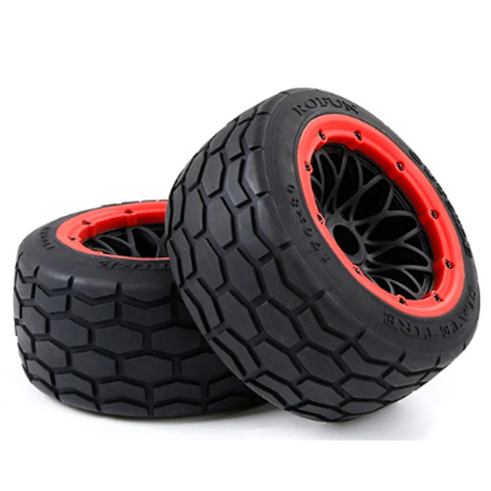 ROFUN Slate Tire Front Rear Wheel Tyre Assembly Set for 1/5 HPI ROFUN BAHA KM ROVAN BAHA 5B Rc Car Racing Toys Parts,Red