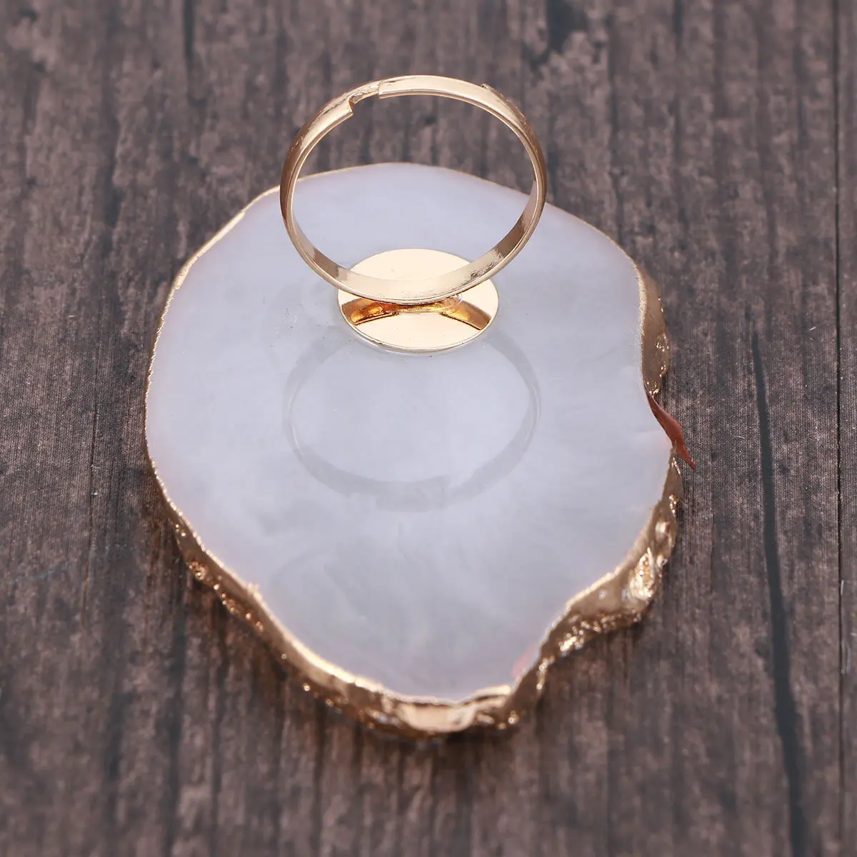 Mini Finger Ring Manicure Nail Art Resin Palette Adjustable Gold Jade Agate Color Ring Nail Art Palettes Paint Tray Manicure