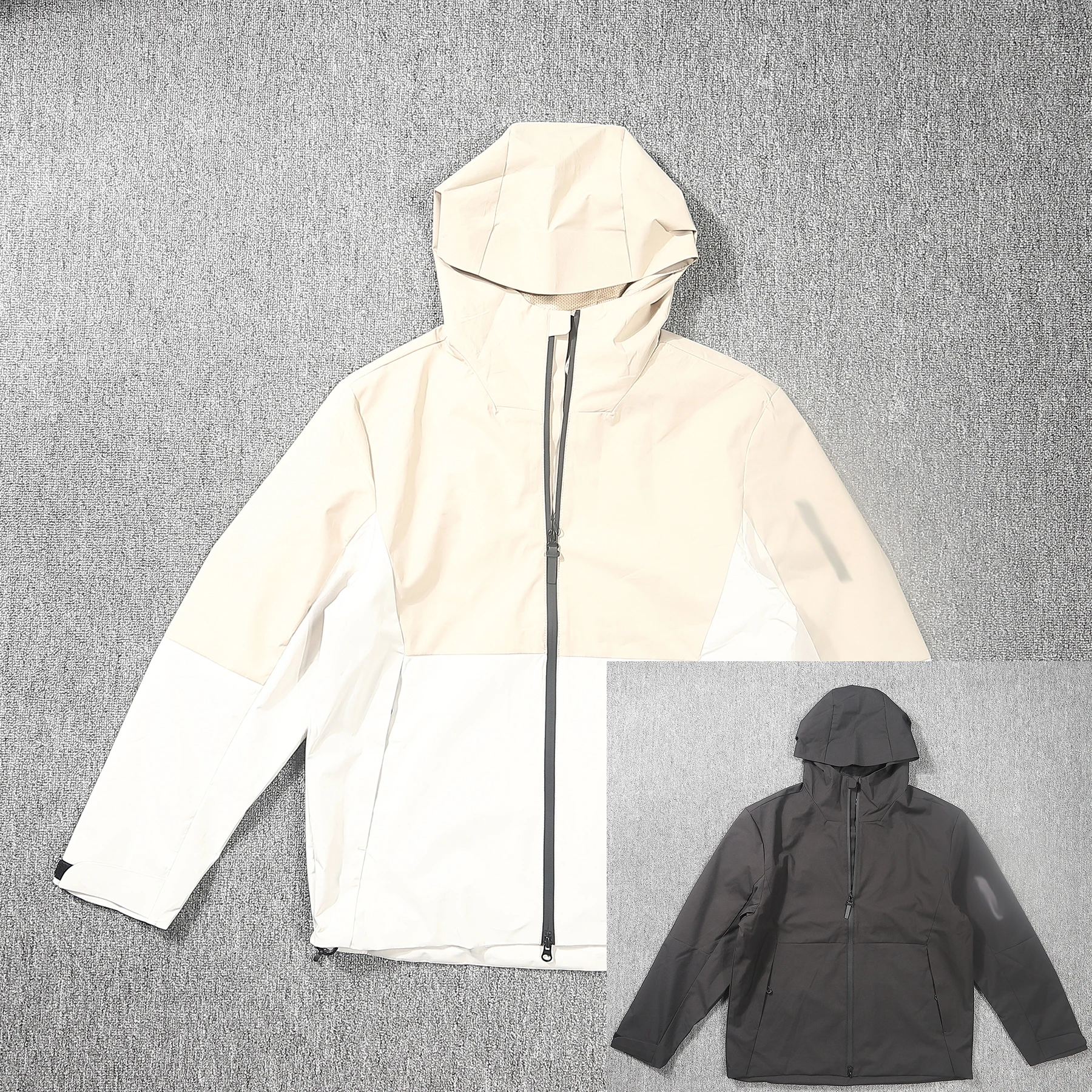 

Men's Spring Windproof Waterproof Jaet Color Blo Zipper Coat Stand Fit Long Sve Polyester Fiber European Sle