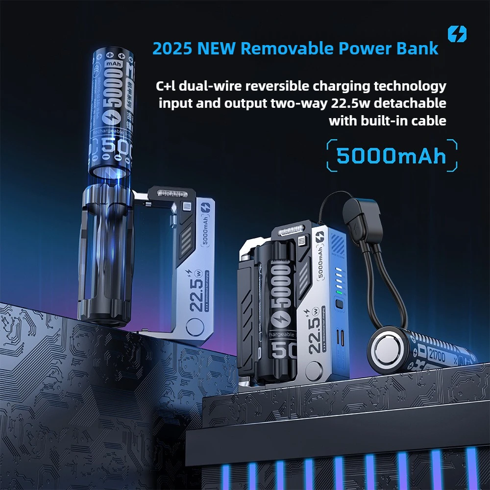 

20000 мАч Power Bank Съемный сменный аккумулятор 22,5 Вт Быстрая зарядка Внешнее зарядное устройство для IPhone Samsung Xiaomi