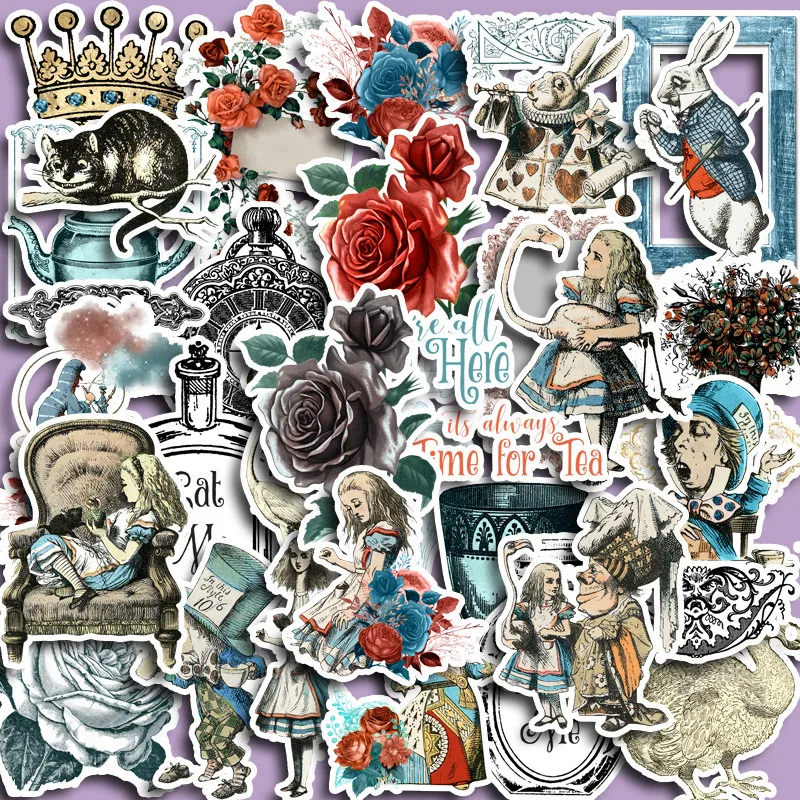 36pcs Strange Alice Stickers Children's Diy Computer Decoration Sticker Student Stationery