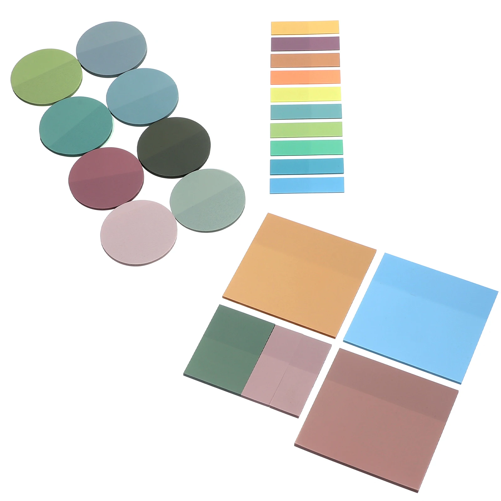 

900 Pcs Waterproof Self Adhesive Transparent PET Book Tabs 8 Round 16 Square Highlight Stickers
