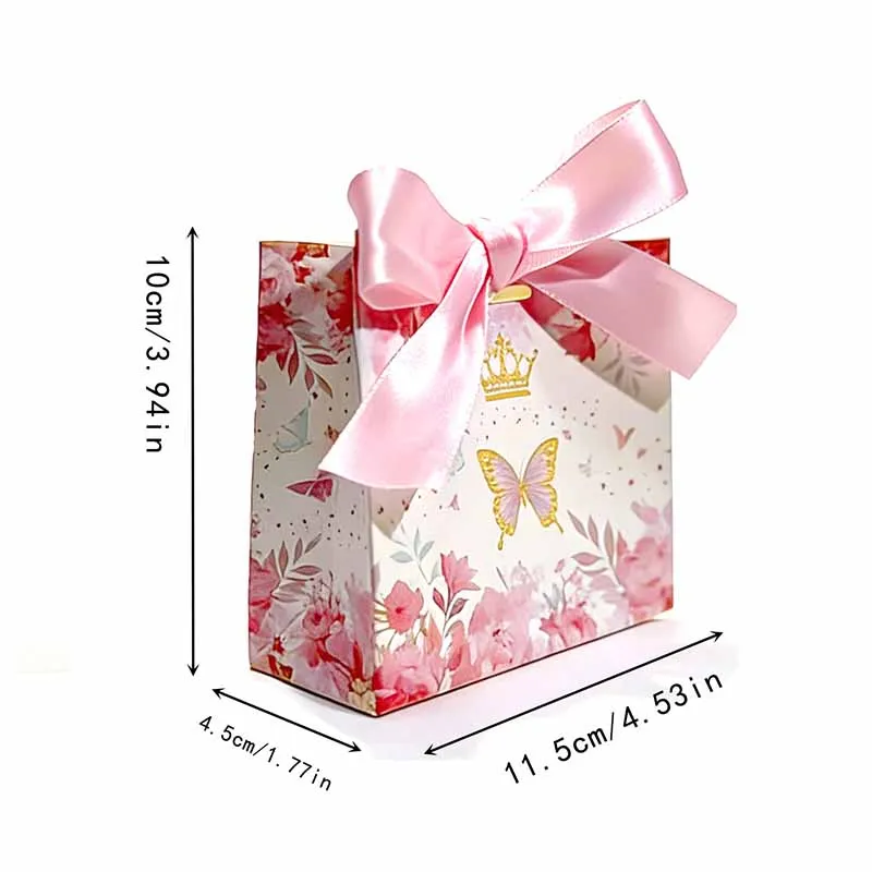 10/20Pcs Butterfly Design Paper Gift Packaging Boxes With Ribbon For Kids Birthday Baby Shower Wedding Party Favors Candy Boxes
