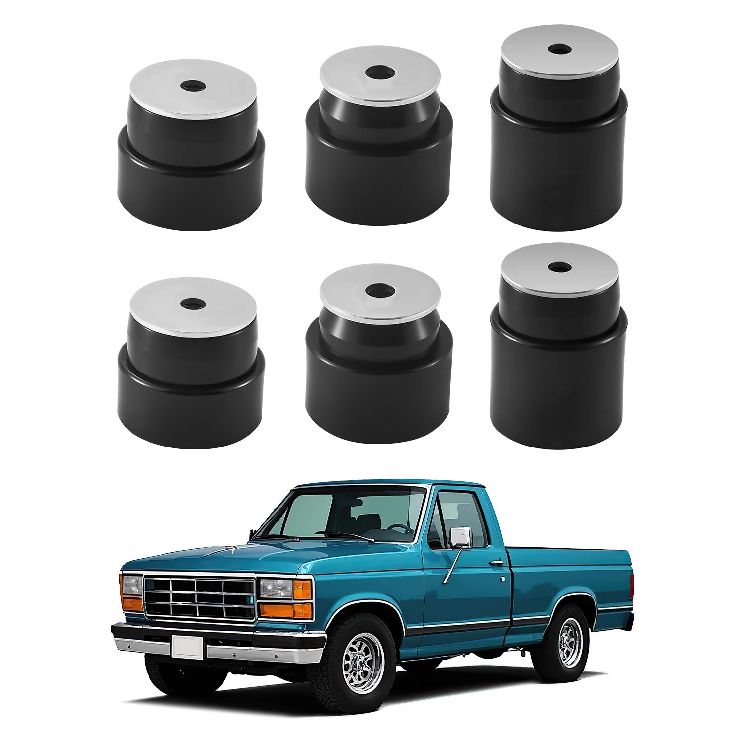

SucceBuy Body Mount Bushing Kit 60/62 PCS Polyurethane Body Mount Kit Durable Components Compatible with 1980-1998 FordF150 F250