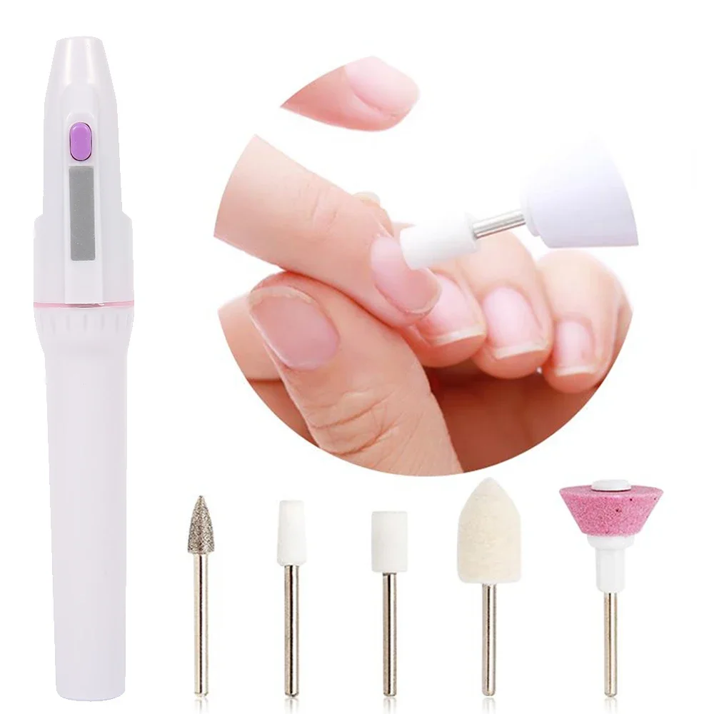 Elektrisches Nagelbohrer-Set, Nagelfeilen mit 5 austauschbaren Bohrern zum Peeling, Schleifen, Polieren, Entfernen von Acryl-Gel-Nägeln