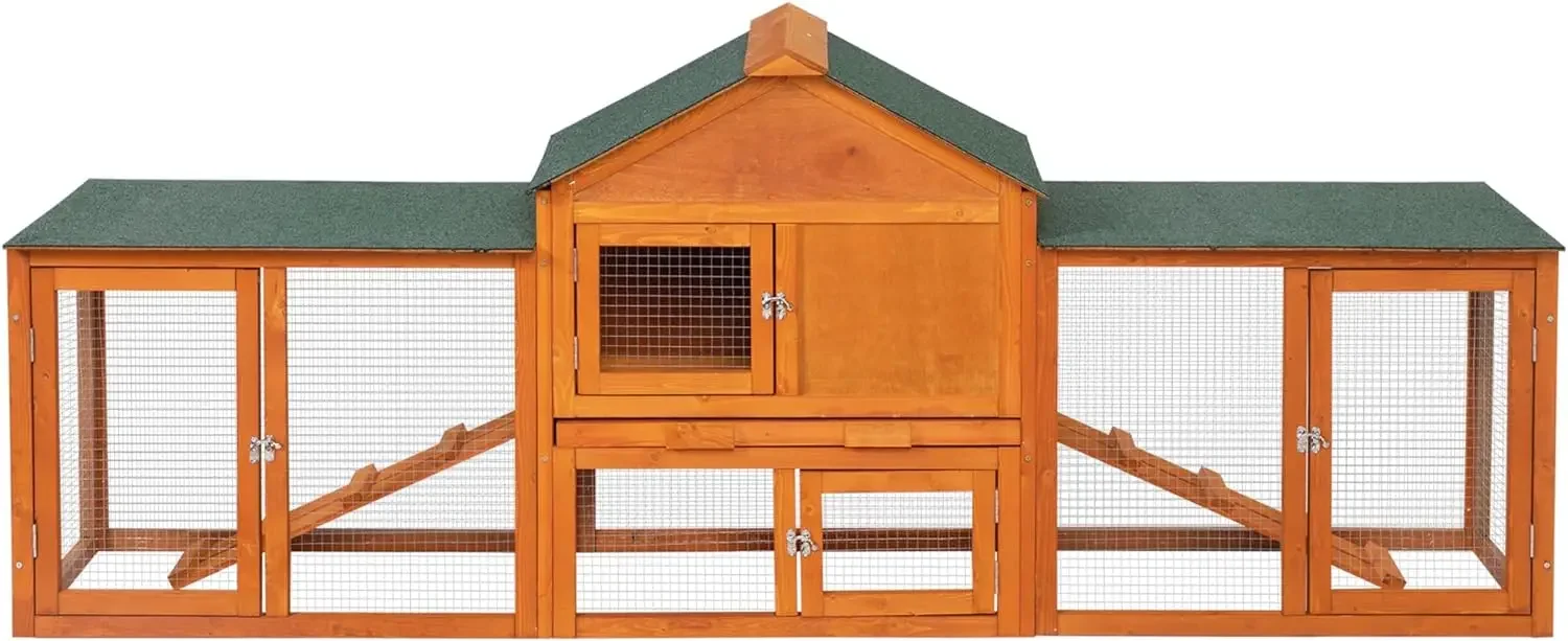 

83” Extra Large Wooden Rabbit Hutch Outdoor Easy to Assemble and Durable Rabbit Cage Bunny Hutch Indoor with Cleaning Tray