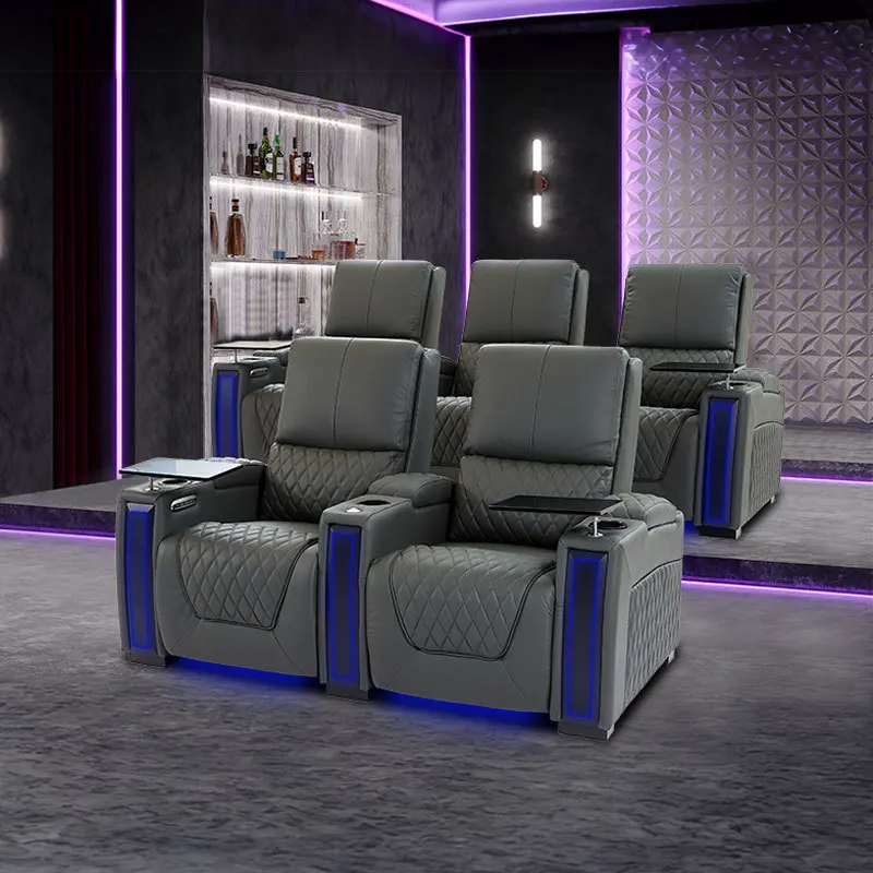 custom.Modern Home Theater VIP Recliner Sofa Genuine Leather Auditorium Chair with Metal Frame Living Room Furniture or Cine
