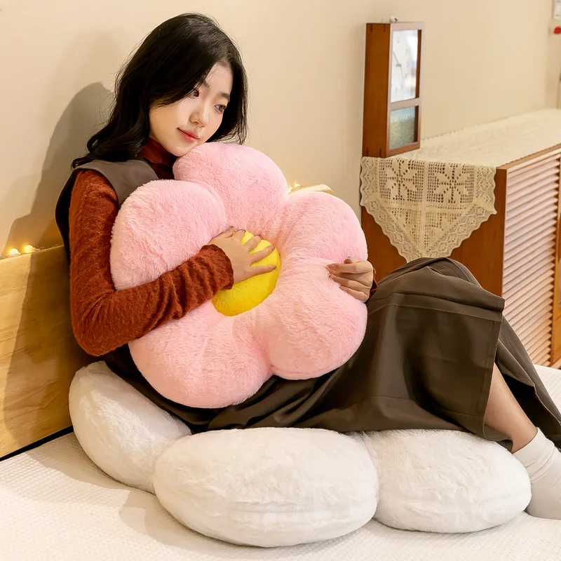 35/50cm Stuffed Six Petal Flower Cushion Girly Room Decor Sunflower Pillow Bay Window Pink Flower Sit Bedroom Seat Pillow