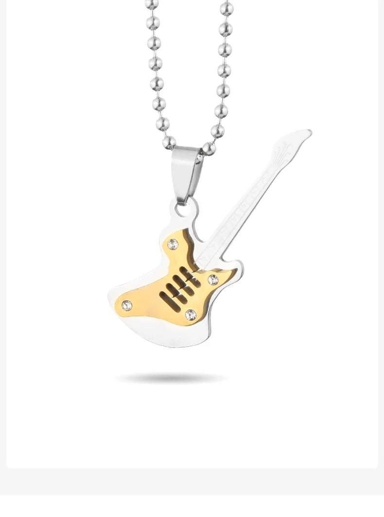 جديد عصري الغيتار الكهربائي الرجال قلادة التيتانيوم الصلب، شخصية الشارع روك الرجال والنساء قلادة