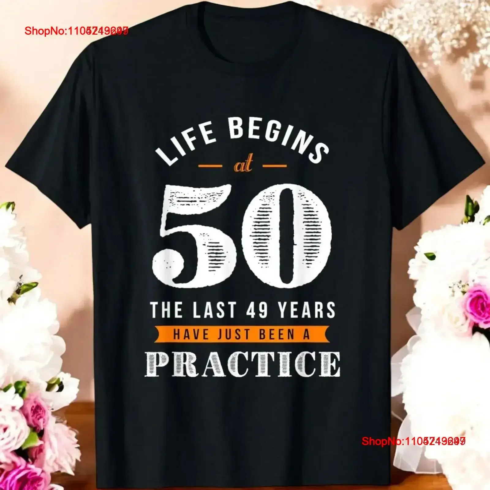 50th Birthday Funny Life Begins at 50 Years Old T Shirt vintage Washed Stylish graphic Comfortable Soft Slightly Stretched