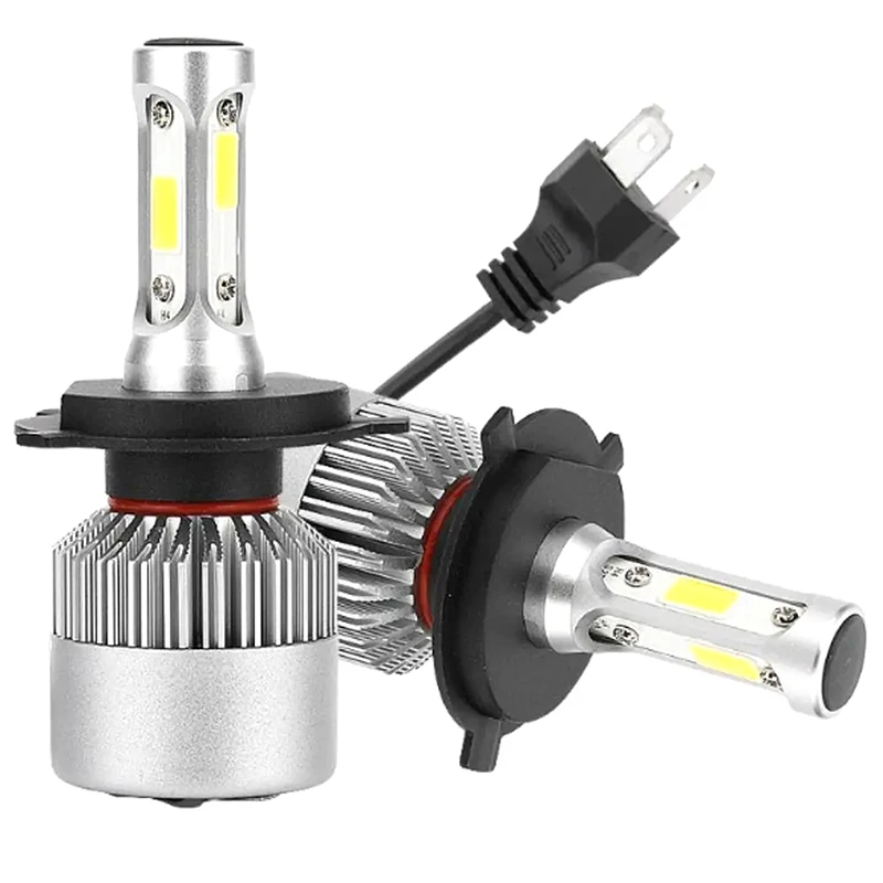 1Pc Car Bright H4 H7 H1 H3 LED Front Fogs Lights Lamps Beads 8000Lm COB Chips With Cooling Fan Longer Lifespan