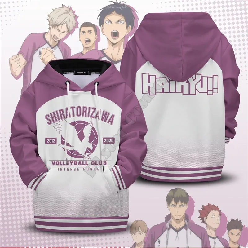 

Anime Haikyuu Hoodies Team Shiratorizawa Kids Pullover Cosplay Costume Boy For Girl Funny 3D Printed Sweatshirts