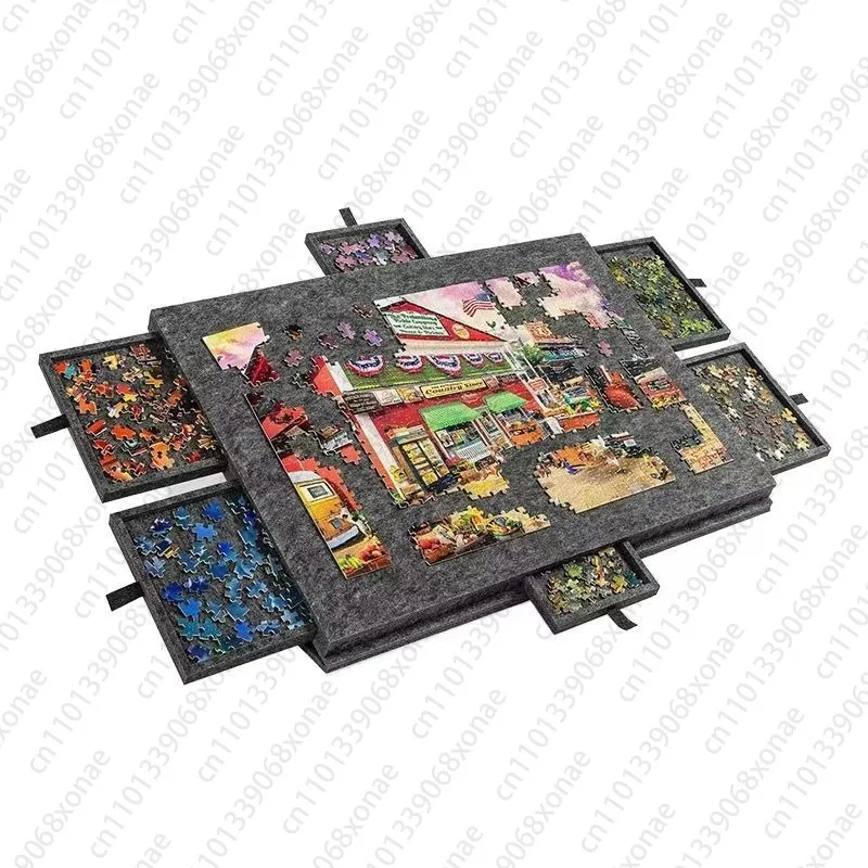 Puzzle Sorting Board Puzzle Table Board with Bracket Cover 6 Drawer Portable Puzzle Table Storage Non Slip Diy