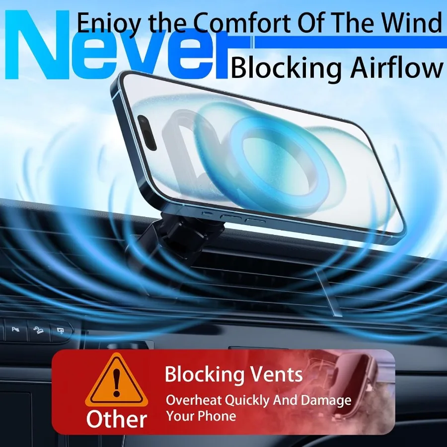 Para magsafe suporte de telefone para carro, ímãs mais fortes com ângulos ilimitados, suporte magnético ajustável para telefone de carro v