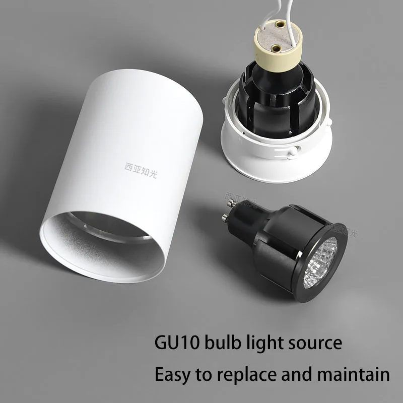 LED GU10 Light Source Bulb Spotlight Replaceable Surface Mounted Ceiling Lamp Round Spot Light 7W Gold Silver Lighting Fixture