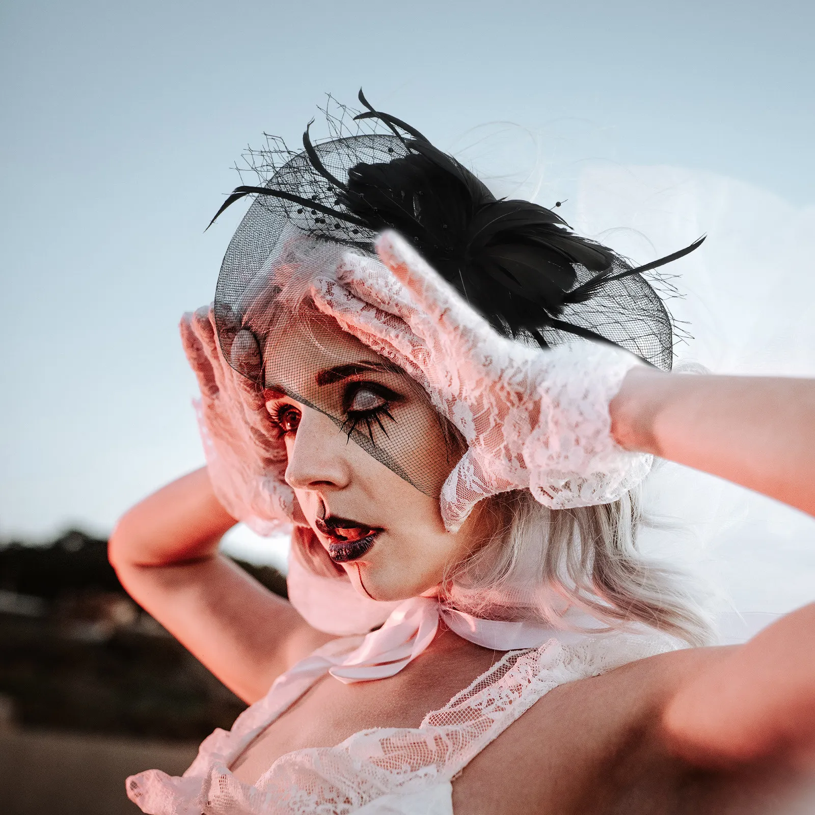 

1 шт. праздничный ободок для волос, головной убор на Хэллоуин, креативная повязка для волос для костюмированных вечеринок, декоративный головной убор, реквизит, ободок для волос из тюля