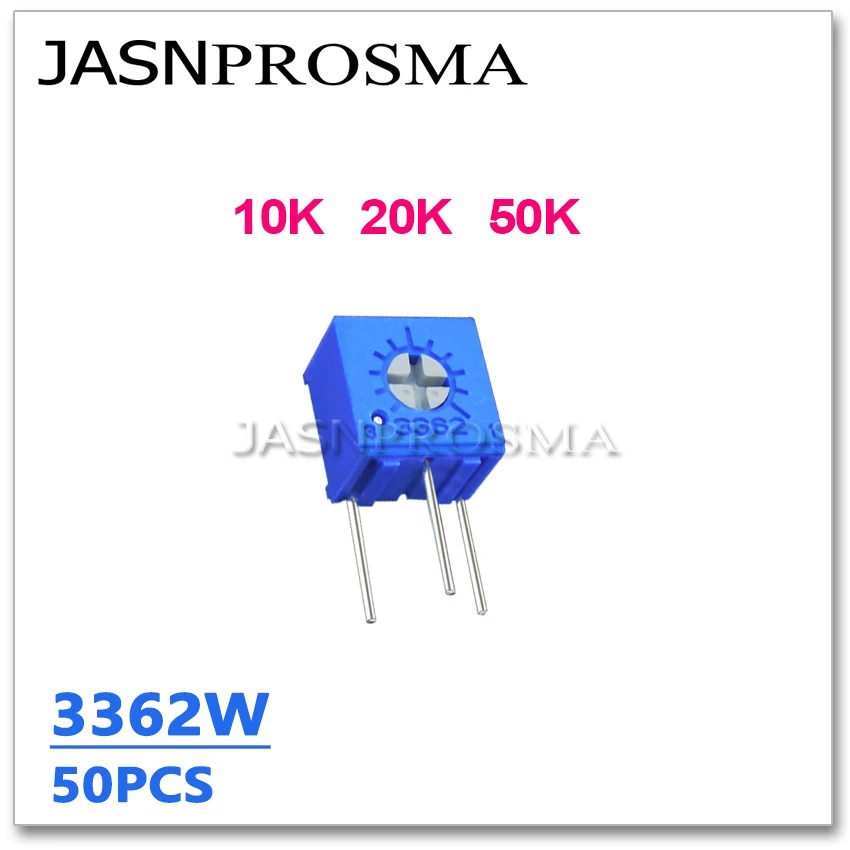 JASNPROSMA 50PCS 3362W 10K 20K 50K 103 203 503 OHM 3362W-1-103LF 3362W-1-203 original trimpot Trimmer resistor Potentiometer