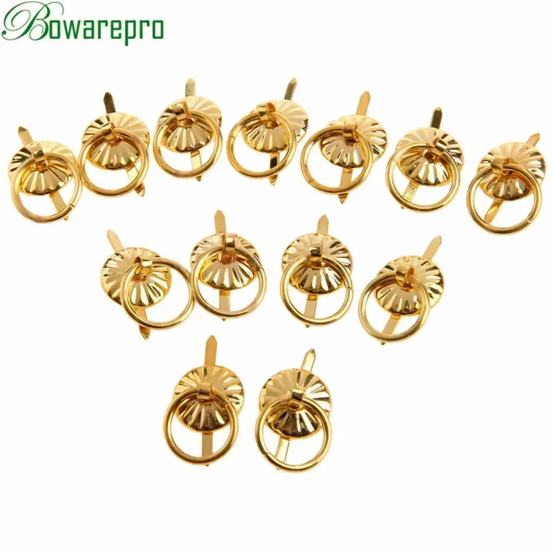 12pcs Mini Vintage Bronze Handle Jewelry Wine Gift Box Handle Pull Wooden Case Knob Round Ring Drawer Kitchen Cabinet Fittings
