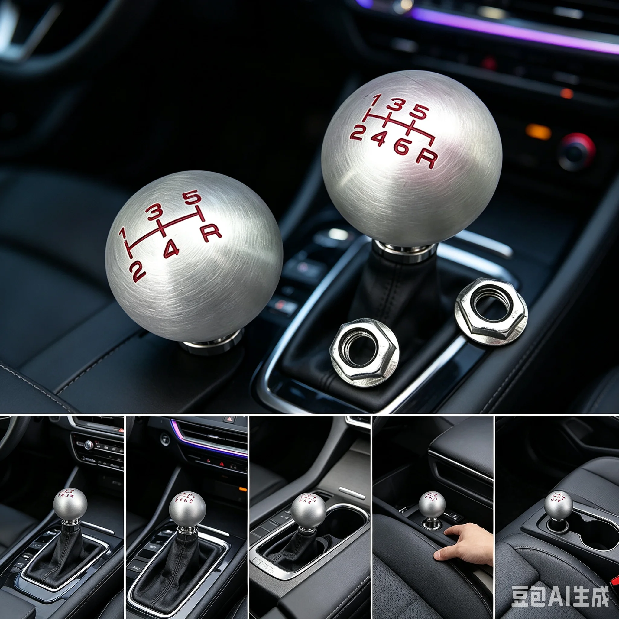 5 6 Speed Car Aluminum Ball Shape Gear Shift Knob Shifter Lever Fit For Honad Civic FD2 FN2 EP3 DC2 DC5 S2000 F20C M10X1.5