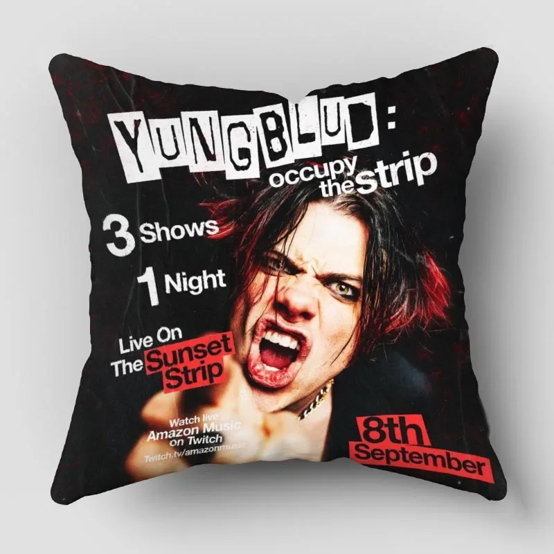 Musife-yungblud枕カバーアート、ジッパー式枕カバー、卸売、35x35 cm、40x40 cm、45x45cm