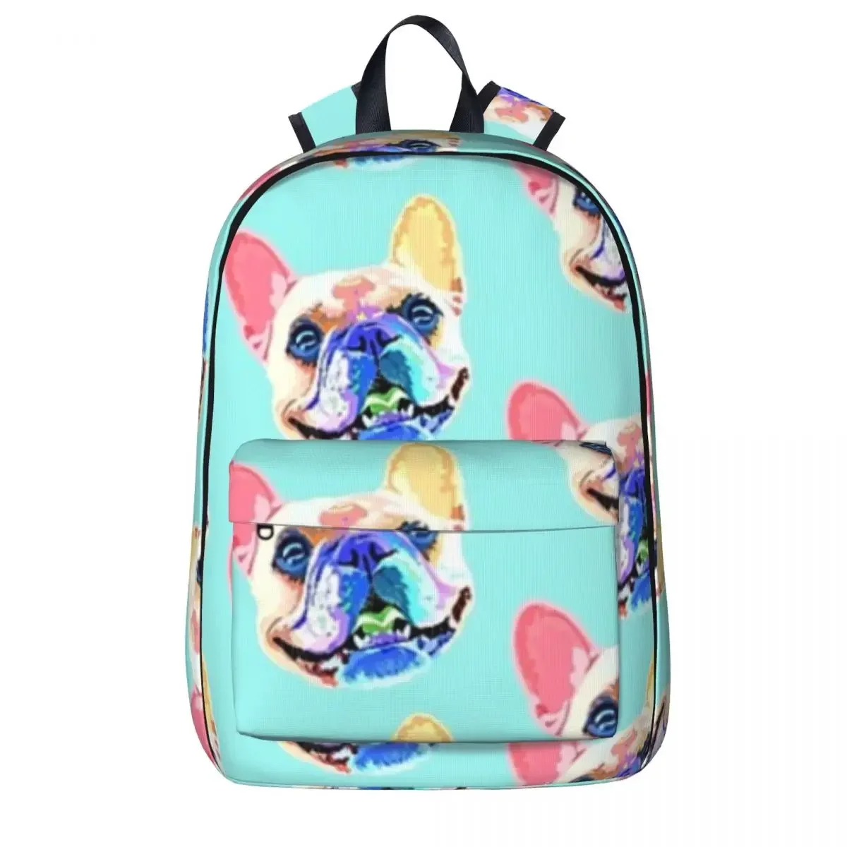 

Smiling Rainbow French Bulldog Woman Backpacks Boys Girls Bookbag Waterproof Students School Bags Portability Laptop Rucksack