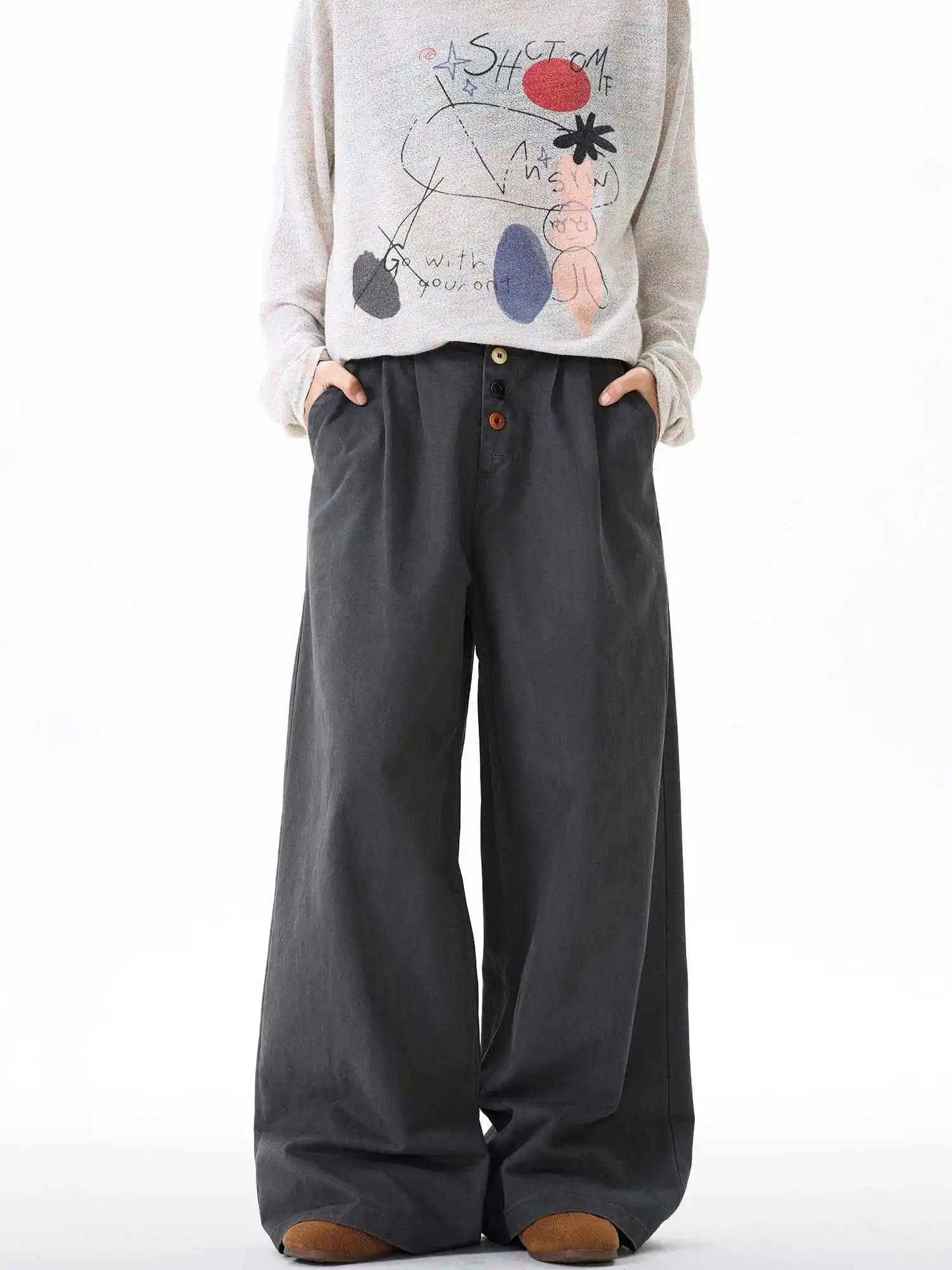 Pantalon Cargo Baggy gris pour femmes, Harajuku, surdimensionné, décontracté, années 90, Vintage, Style japonais des années 2000, Y2k, jambes larges, vêtements 2025