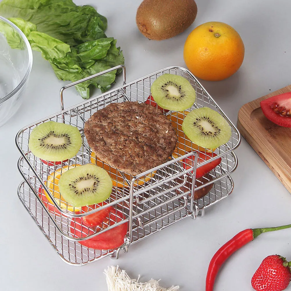 

Three Layer Air Fryer Grill Rack Electric Oven Accessory Detachable Dehydrator Stainless Steel BBQ Grates Replacement