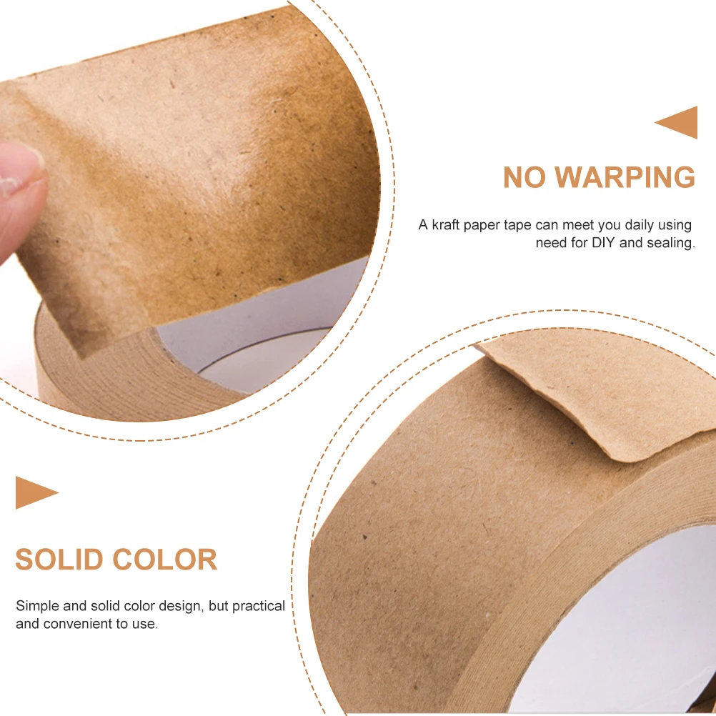 2 rollos de cinta de papel Kraft, cajas de cartón marrón, embalaje, recambios adhesivos activados por agua, ligero, compacto, fuerte adherencia No