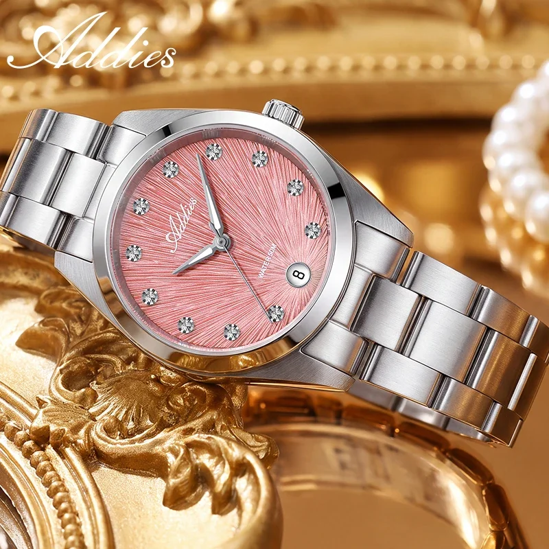 ADDIES 31mm Watch for Woman Sapphire Crystal 316L Stainless Steel BGW9 Luminou 50m Waterproof Business Women Wristwatches Date