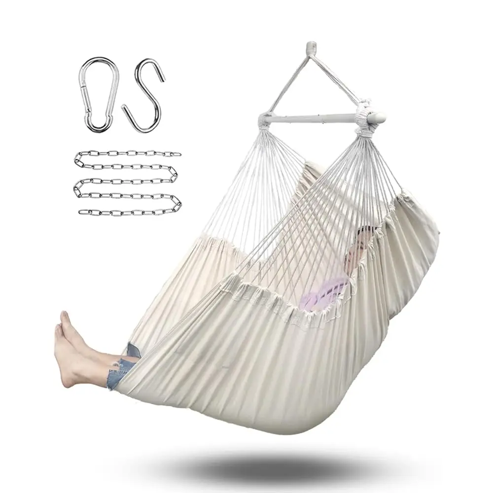 

Hammo Chair Hanging Chair Rope Swing Xxl - Max 500Lbs, 70In Large Hammo Swing Chair -Portable Steel Spreader Bar With Anti-Slip