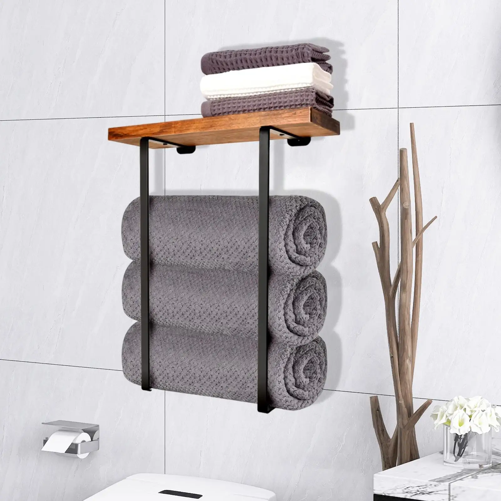 Towel Rack Wall Mounted Easy Installation Vertical Towel Rail Bath Towel Holder for Laundry Area Hand Towels Small Towels Salon