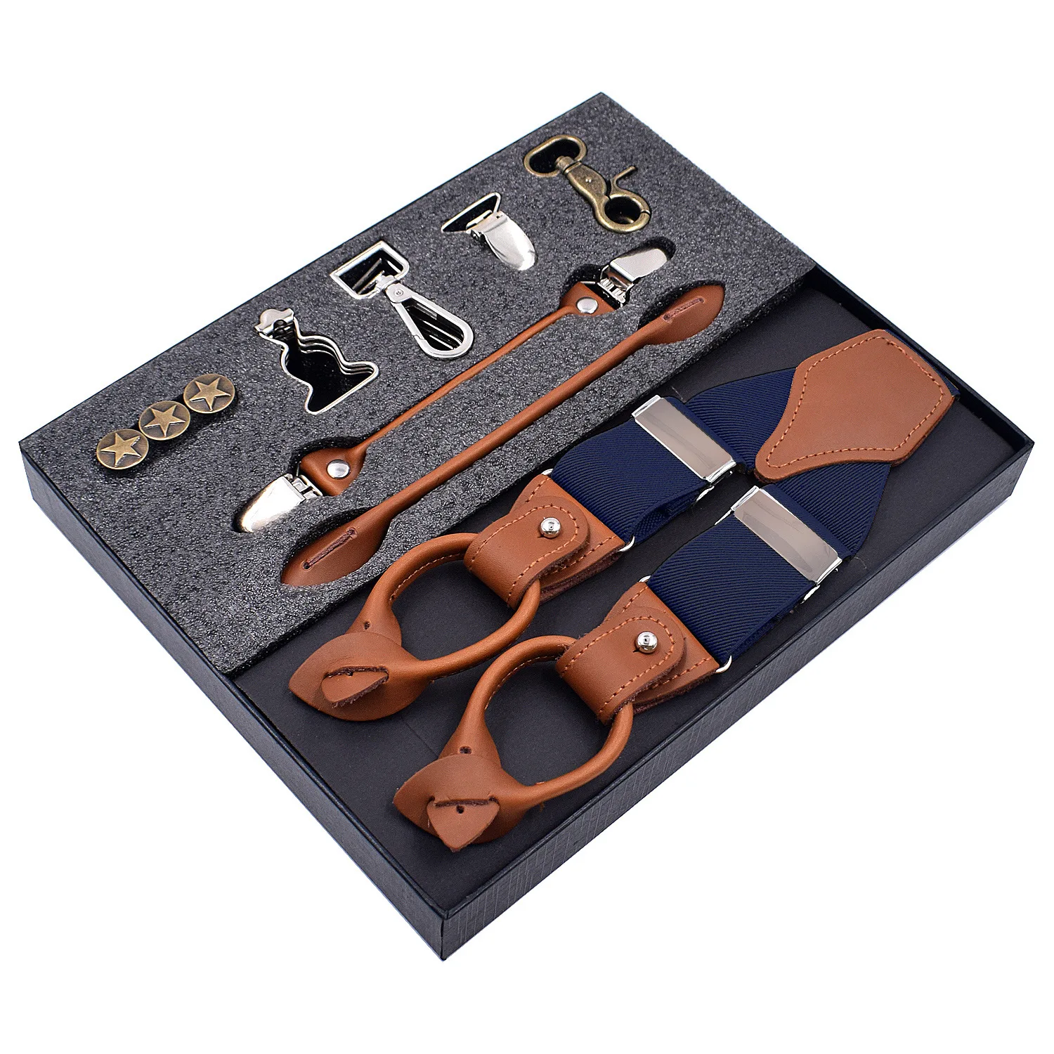 Multi Type DIY Suspenders for Men Elastic Adjustable Suspensors Trouser Braces Strap Leather Casual Suspensorios Gift Box Pack