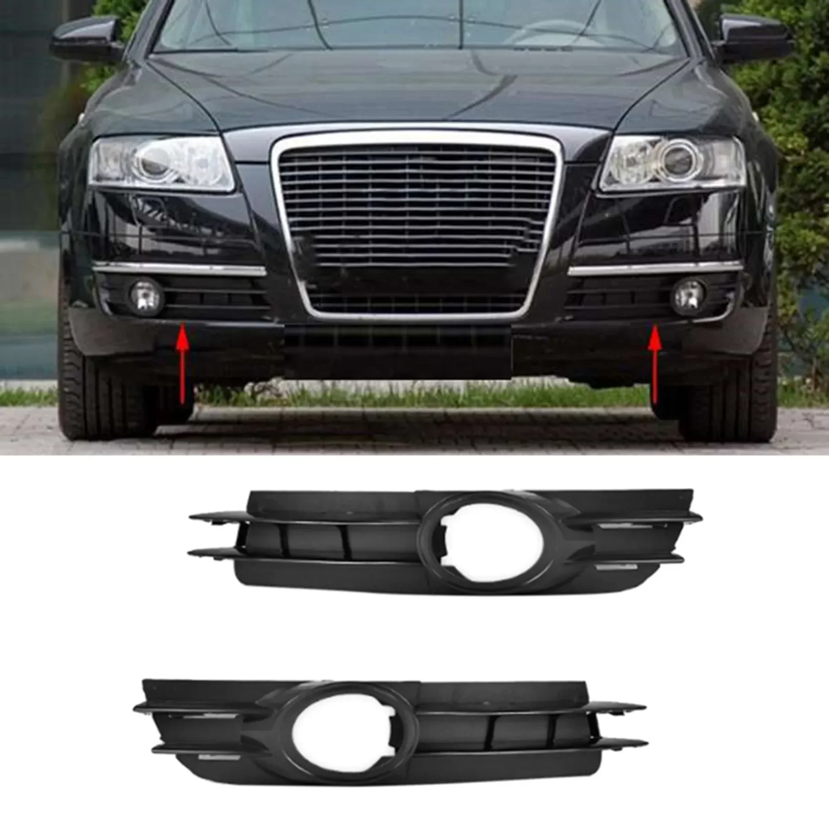 

1 Pair Front Fog Light Lamp Grill Grille for -Audi A6 and A6 Quattro C6 2005 2006 2007 2008 4F0807681A 4F0807682A