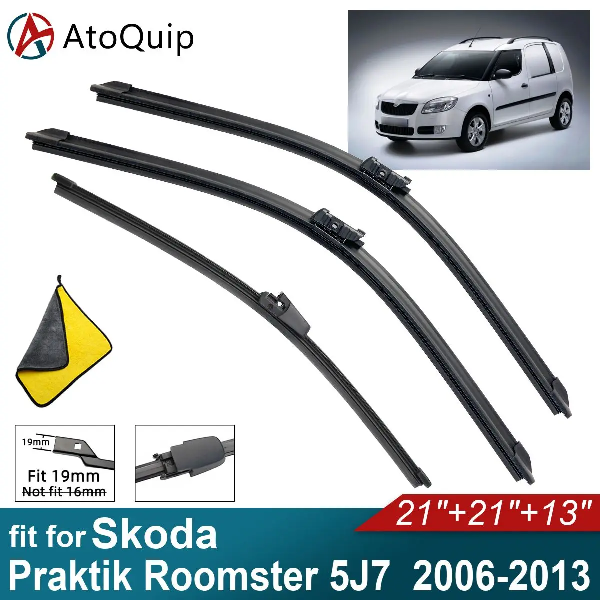 Car Windshield Wiper Blades Fit For Skoda Praktik Roomster 5J7 Rear Wiper Blades Soft Rubber Auto Front Windscreen