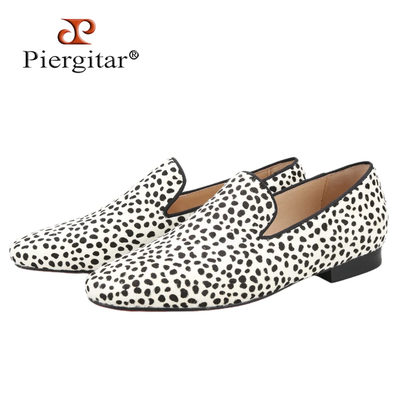 Piergitar Handmade Men's Loafers For Fashion Party And Wedding Zebra Pattern Horsehair Smoking Slippers Plus Size Male Flats