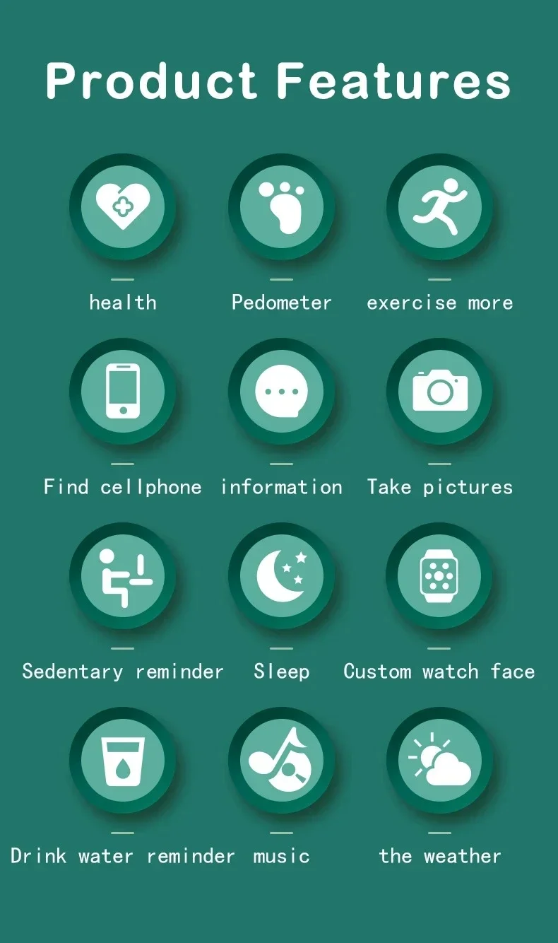 Smartwatch Android iOS FD68S: Bransoletka fitness z ekranem dotykowym dla kobiet i mężczyzn, wodoodporny Bluetooth Tracker aktywności sportowej