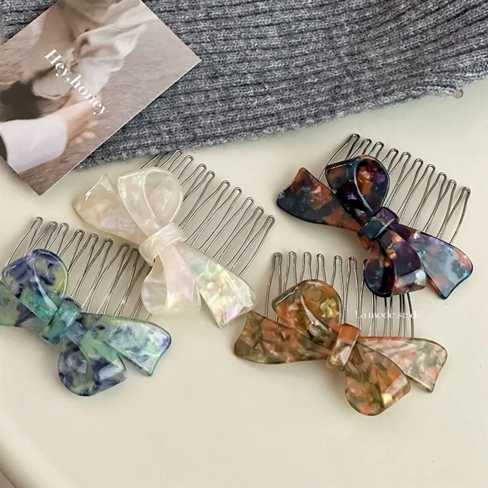 Barrettes Hair Accessories Fixed Bangs Bowknot Women Hair Comb Girl Bangs Clip Korean Barrettes Acetic Acid Hair Clips