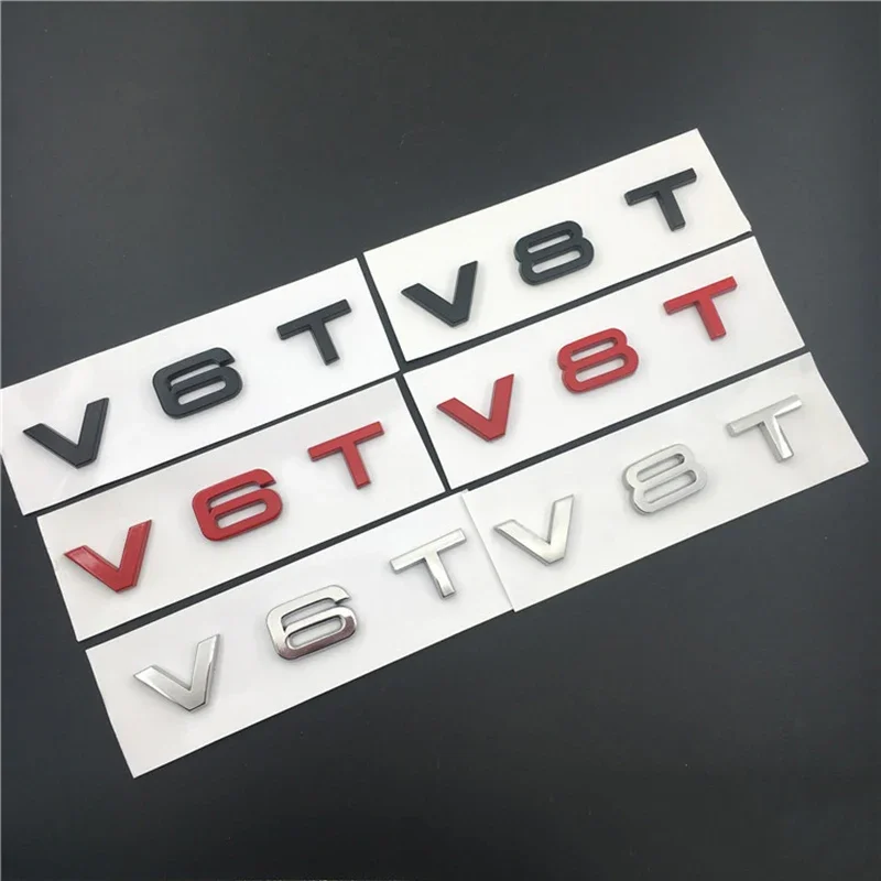 

3d Metal Black V8T Logo V6T Emblem Letters Car Fender Badge For S6 C7 S7 V8T Q5 A6 A4 S5 SQ5 S4 C7 V6T Sticker Accessories