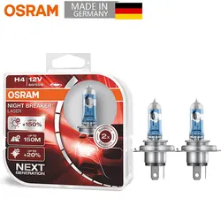 OSRAM H4 9003 12V 60/55W New Night Breaker Laser Next Generation Car Halogen Headlight Hi/lo Beam +150 Brightness 64193NL, 2X