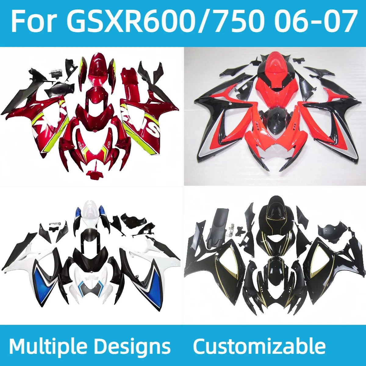 GSXR 600 750 2006 2007 High Quality Fairings for GSXR600 GSXR750 06 07 Motorcycle Accessories 100% Injection Fairing Cover Kit