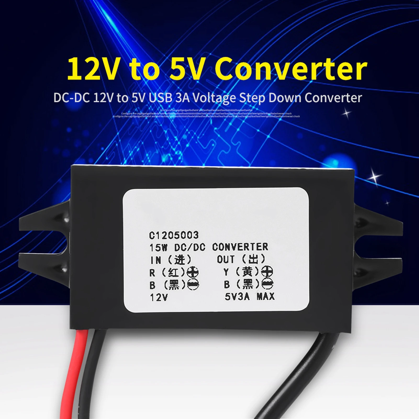 

12V to 5V 3A USB Step Down Converter Regulator for Car Cigarette Lighter Socket Safe and Fast Smartphone Charging