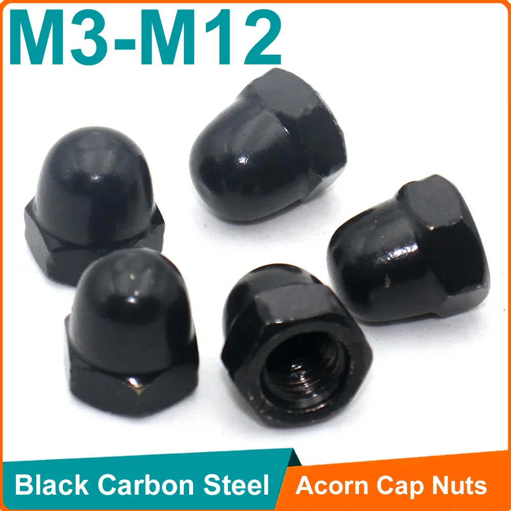 Black Zinc Plated Acorn Cap Nuts Dome Head Hex Nut Decorative Cover Nut Metric M3-M12