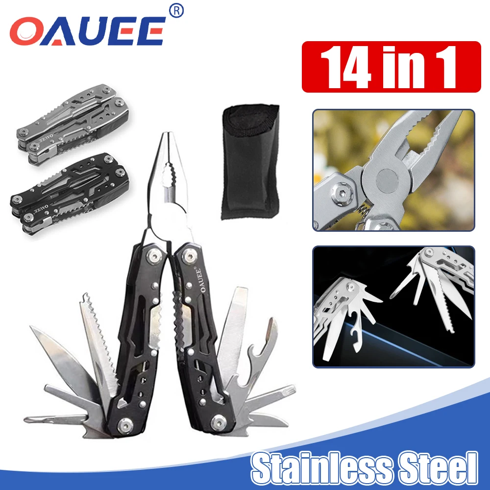 Oauee Multi-tool Pocket Knife Pliers Folding Portable Fold Outdoor Tactical Hunting Survival Rescue Multipurpose Pliers Repair