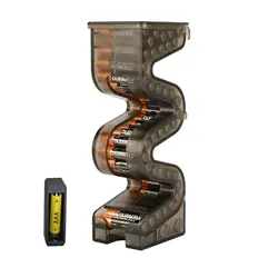 Battery Ladder Clear for 27 AA & 35 AAA Combo Battery Case Holder with Tester, Pegboard Wall Mount Battery Organizer Dispenser