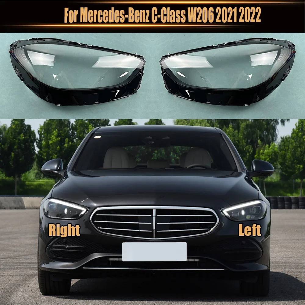 

For Mercedes-Benz C-Class W206 2021 2022 Headlamp Housing Transparent Lampshade Lamp Shell Masks Headlight Lens Cover Plexiglass