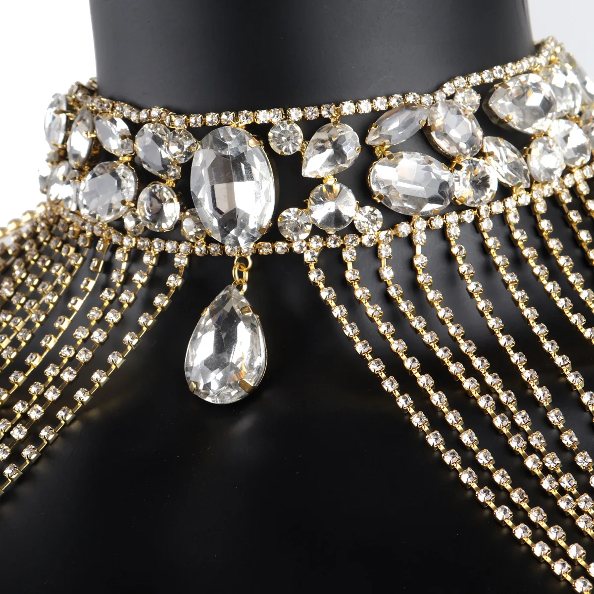 2024  Luxury rhinestone bridal shoulder chain set chain wedding dress accessory shoulder chain