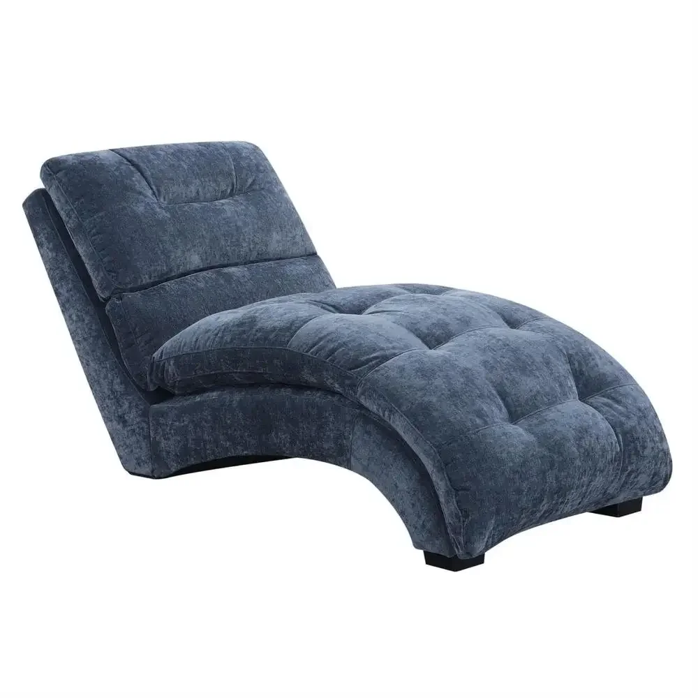 Unique Arched Design Chaise Lounge Tightly Stitched Tufting Fiber-filled Cushions Sinuous Spring Construction Glam Style