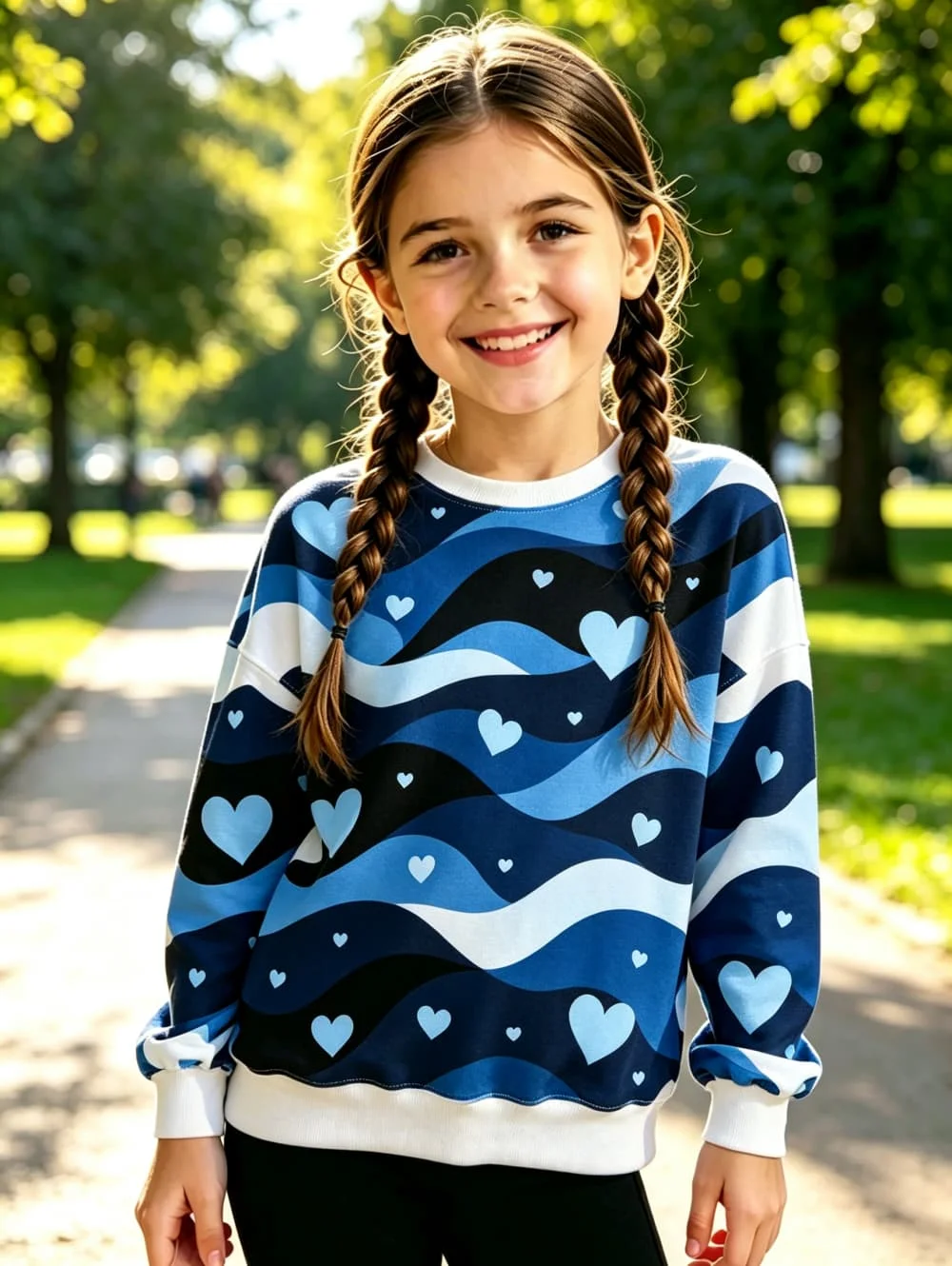 Girl Clothes Cartoon Vibrant Love Printed Round Neck Sweatshirt Casual Autumn Hoodies Harajuku Tees Y2k Tops Children's Clothing
